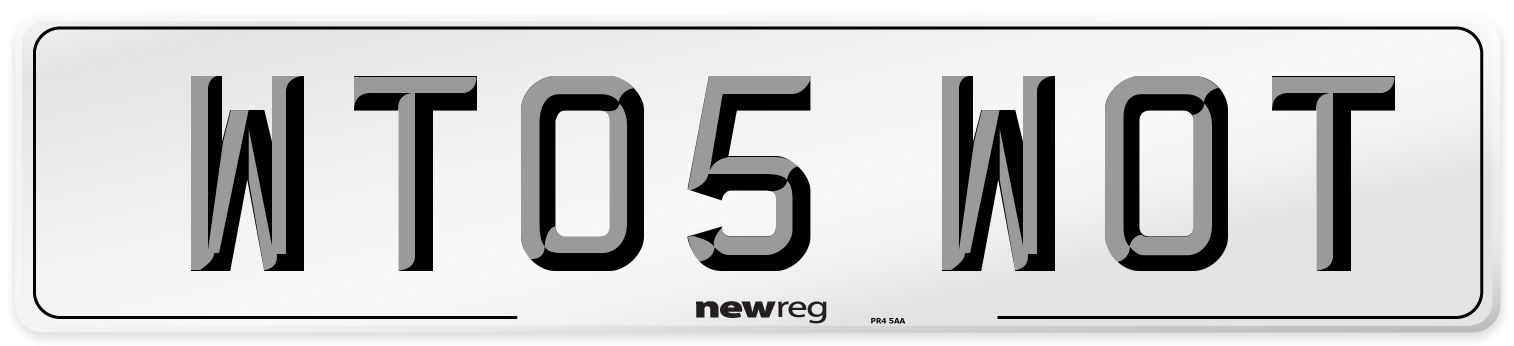 WT05 WOT Number Plate from New Reg